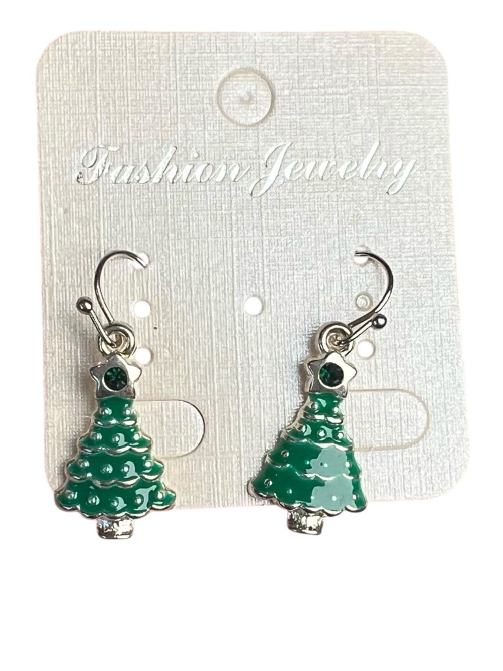 Fun Holiday Green Christmas Tree Dangle Earrings